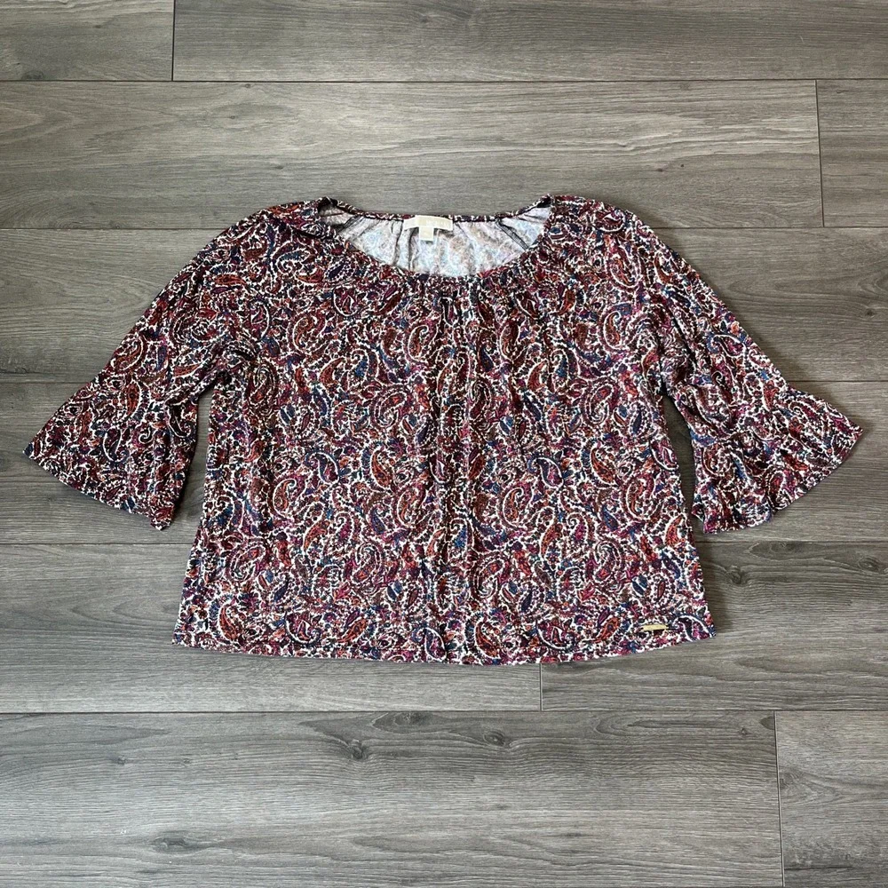 Michael Michael Kors Womens XL Blouse Top Multicolor Paisley